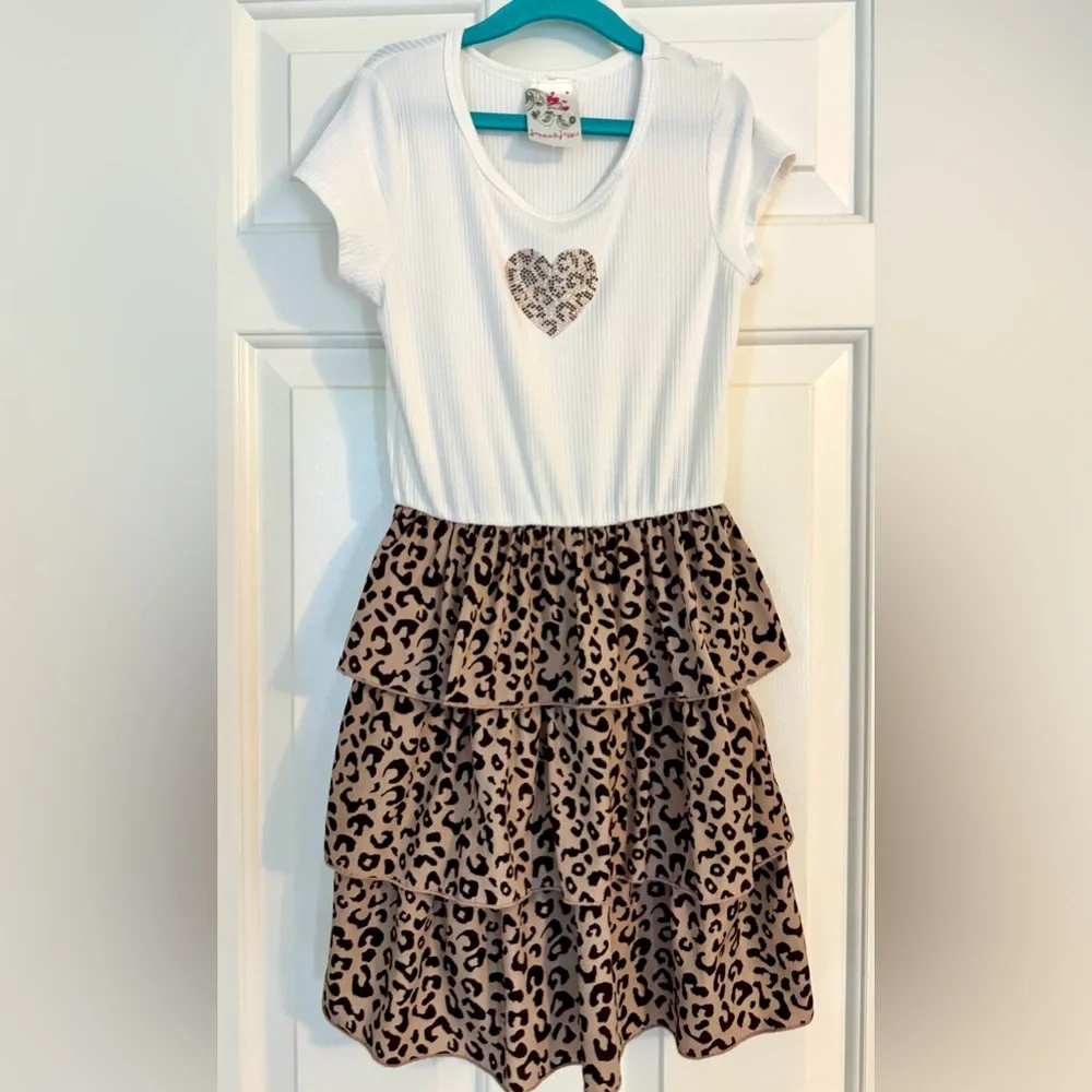 Lily Bleu and Rhinestone Heart Leopard Print Dress (Little Kid)